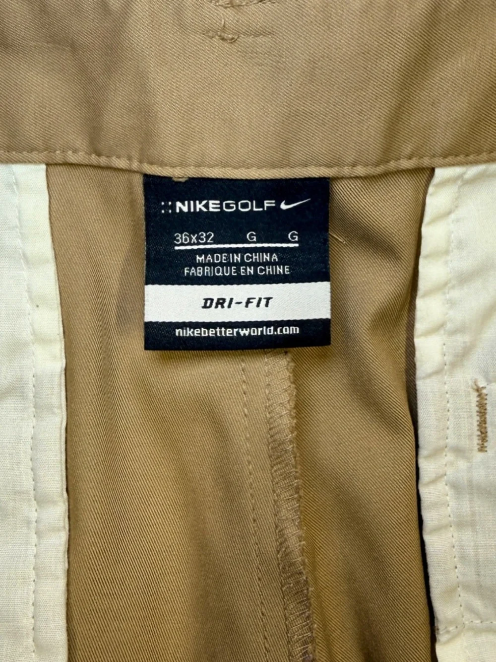 Nike Golf Dri-Fit Khaki Pants Men's 36x32 Flat Front